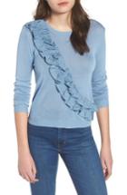 Women's Lost Ink Asymmetrical Ruffle Sweater, Size - Blue