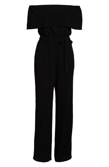 Women's Charles Henry Off The Shoulder Popover Jumpsuit, Size - Black