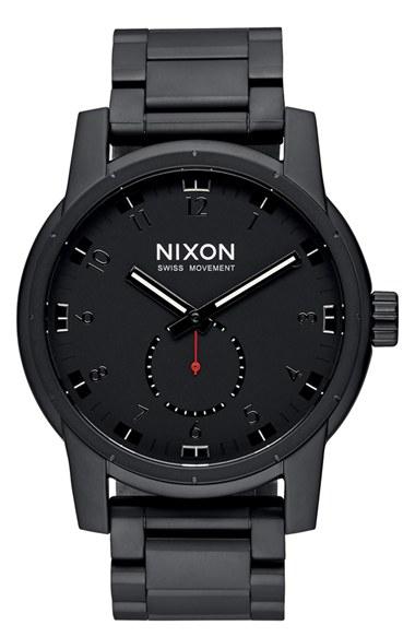 Men's Nixon 'patriot' Round Bracelet Watch, 45mm