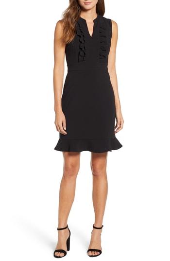 Women's Karl Lagerfeld Paris Ruffle Front Sleeveless Sheath Dress - Black