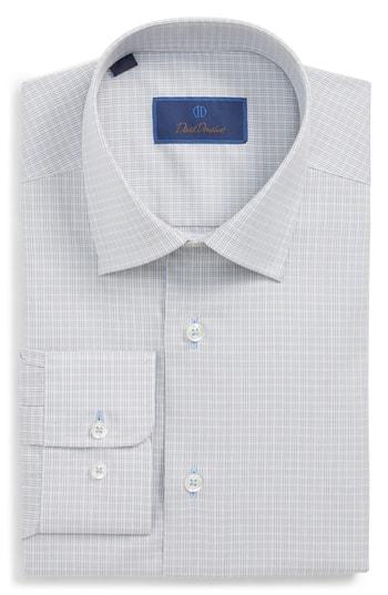 Men's David Donahue Regular Fit Check Dress Shirt .5 - 34/35 - Grey