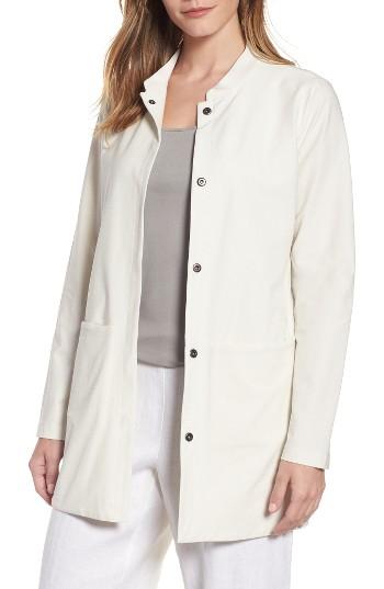 Women's Eileen Fisher Mandarin Collar Knit Jacket, Size - Ivory
