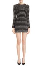 Women's Balmain Stripe Tweed Minidress Us / 40 Fr - Black