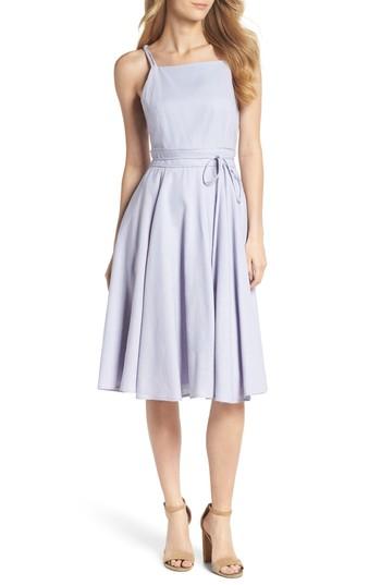 Women's Gal Meets Glam Collection Caroline Linen Blend Fit & Flare Dress - Purple
