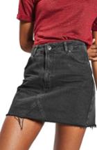 Women's Topshop Raw Hem Denim Miniskirt Us (fits Like 0) - Black