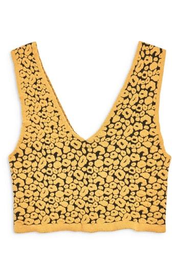 Women's Topshop Leopard Bralette Us (fits Like 0) - Yellow