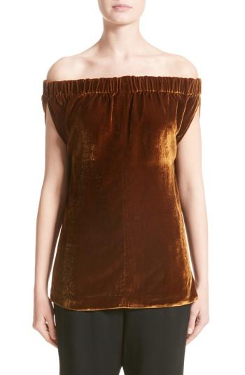 Women's Zero + Maria Cornejo Evie Velvet Off The Shoulder Top - Brown