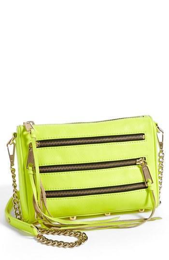 Rebecca Minkoff '5 Zip - Mini' Crossbody Bag Neon Yellow