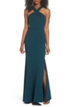 Women's Jenny Yoo Kayleigh Cross Front Crepe Knit Gown