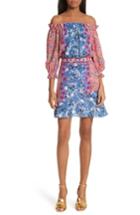 Women's Saloni Grace Off The Shoulder Silk Dress - Purple
