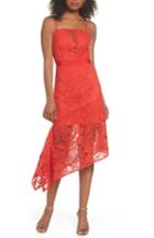 Women's Harlyn Asymmetrical Hem Lace Dress - Red