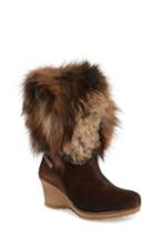 Women's Pajar Angelina Genuine Fox Fur Wedge Boot -7.5us / 38eu - Brown