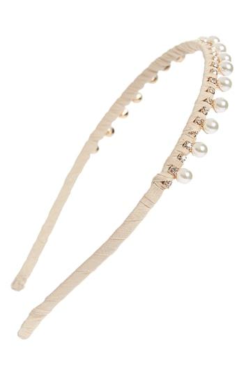 Cara Imitation Pearl & Crystal Headband, Size - Black