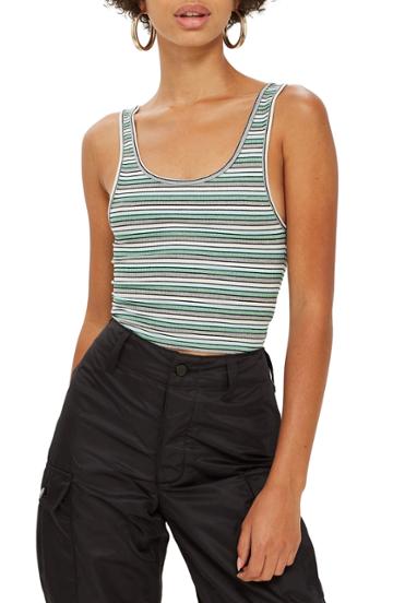 Women's Topshop Leni Striped Rib Tank Top