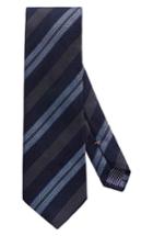 Men's Eton Stripe Silk & Cotton Tie, Size - Blue