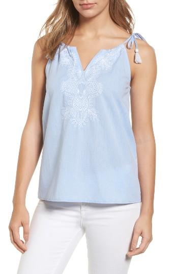Women's Vineyard Vines Embroidered Cotton Tie Shoulder Top