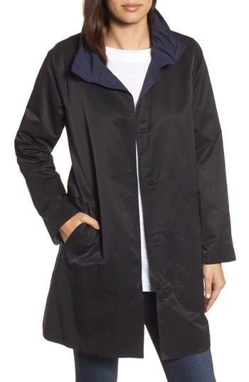 Women's Eileen Fisher Reversible A-line Coat, Size - Black