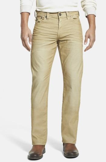 Men's True Religion Brand Jeans 'ricky' Relaxed Straight Leg Corduroy Pants - Yellow