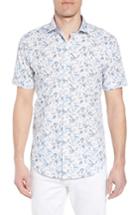 Men's Bugatchi Shaped Fit Flight Print Sport Shirt - Blue