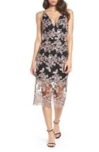 Women's Xscape Plunge Lace Midi Dress - Black