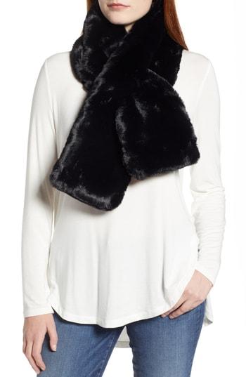 Women's Ted Baker London Faux Fur Pull Through Scarf, Size - Black