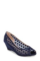 Women's Pink Paradox London Brianna Crystal Embellished Lace Wedge M - Blue
