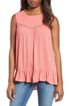 Women's Caslon Ruffle Hem Gauze Tank - Coral