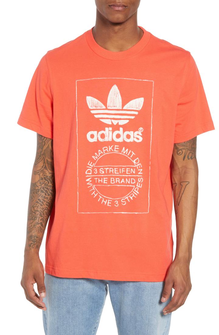 Men's Adidas Originals Hand Drawn Logo T-shirt, Size - Red
