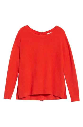 Petite Women's Caslon Back Zip High/low Sweater, Size P - Red