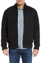 Men's Schott Nyc Zip Front Faux Sherpa Lined Sweater Jacket, Size - Black