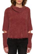Women's Willow & Clay Zip Sleeve Turtleneck Sweater - Burgundy