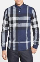 Men's Burberry Fred Check Sport Shirt, Size - Blue