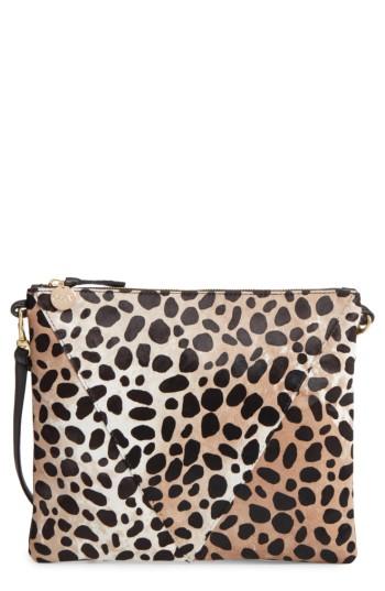 Clare V. Leopard Print Genuine Calf Hair Crossbody Bag -