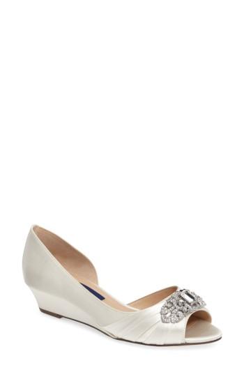 Women's Nina 'radha' Swarovski D'orsay Peep Toe Wedge .5 M - Ivory