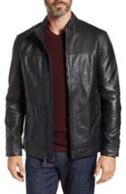 Men's Robert Graham Napoleon Classic Leather Coat, Size - Black