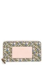 Women's Tory Burch Floral Print Leather Zip Around Wallet - White