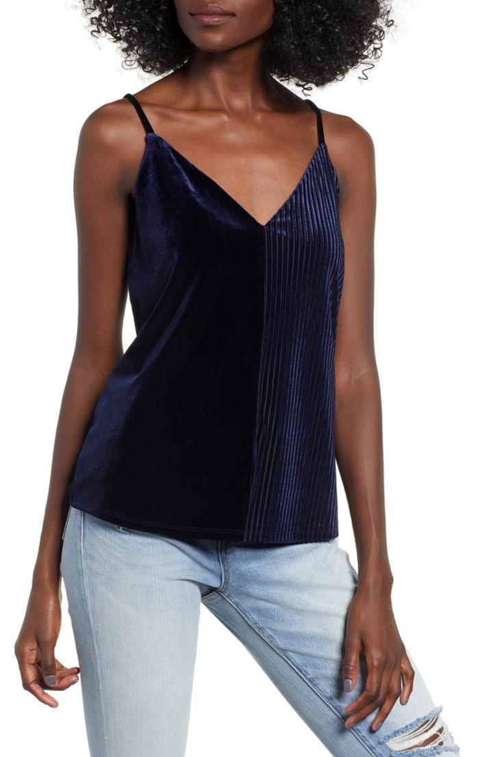 Women's Socialite Velvet Stripe Camisole - Blue