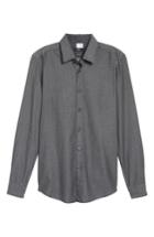 Men's Boss Lukas Regular Fit Patterned Denim Sport Shirt, Size - Grey