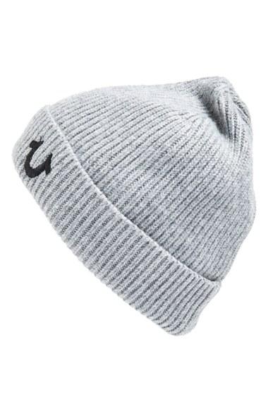 Men's True Religion Brand Jeans Rib Knit Cap - Grey