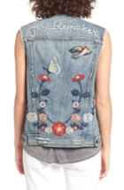 Women's Bp. Troublemaker Embroidered Denim Vest - Blue