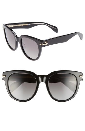 Women's Rag & Bone 54mm Round Sunglasses - Black Polar