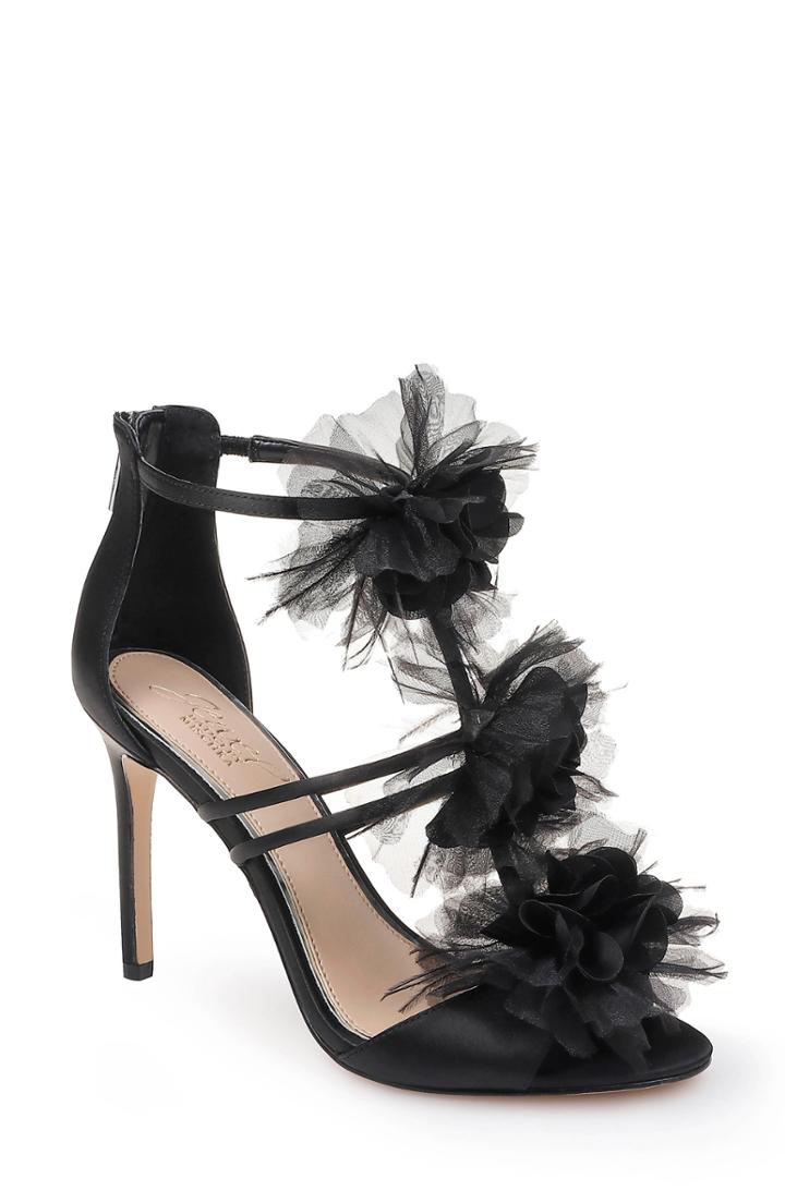 Women's Jewel Badgley Mischka Dustine Applique Sandal M - Black