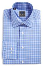 Men's David Donahue Regular Fit Plaid Dress Shirt 34/35 - Blue