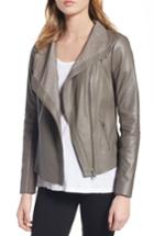 Women's Trouve Raw Edge Leather Jacket, Size - Grey