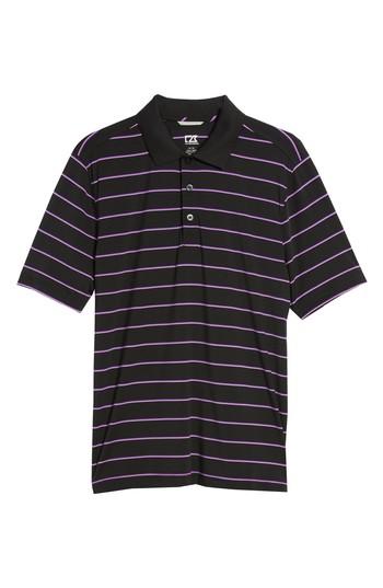 Men's Cutter & Buck Stripe Drytec Polo - Black