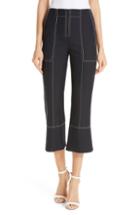 Women's Kenzo Contrast Stitch Crop Flare Pants Us / 42 Fr - Blue