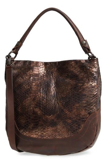 Frye Melissa Snake Embossed Leather Hobo - Brown