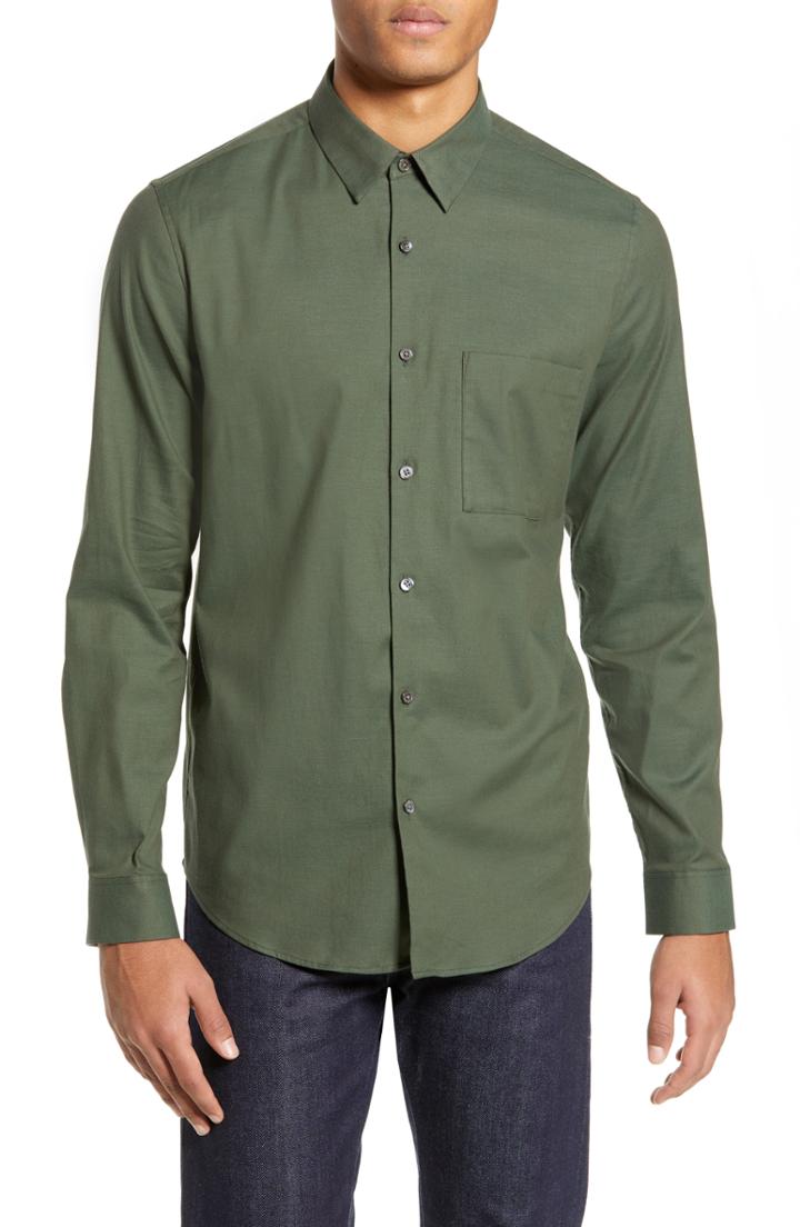 Men's Theory Irving Pa Mendon Solid Sport Shirt - Green