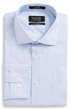 Men's Nordstrom Men's Shop Traditional Fit Non-iron Check Dress Shirt 34/35 - Blue