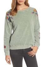 Women's Billy T Embroidered Lace-up Back Sweatshirt - Green